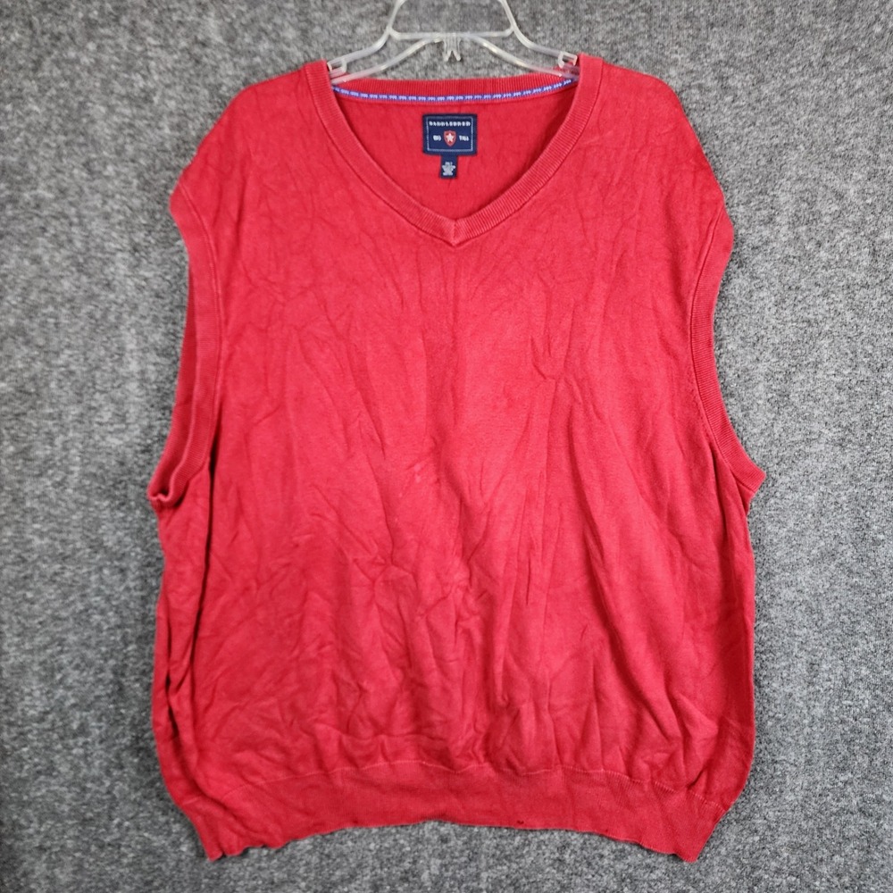 Saddlebred Sweater Vest Mens 2XLT Red V-Neck Cotton Big & Tall Classic